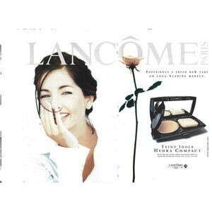 Lancome Paris Long Wearing makeup Hydro Compact AD 1990s Vintage Print Ad 2 PAGE